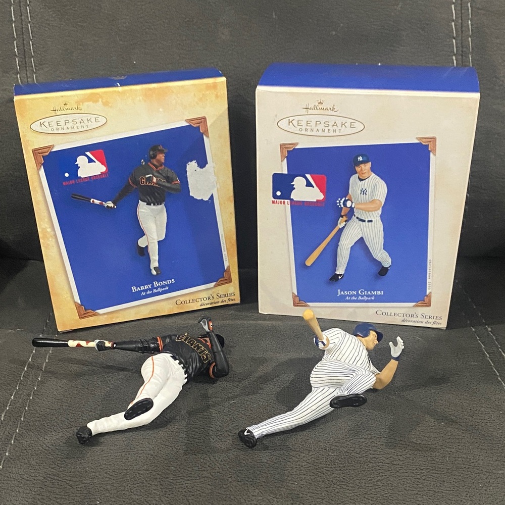 Hallmark Keepsake Ornaments - Baseball Players Barry Bonds & Jason Giambi